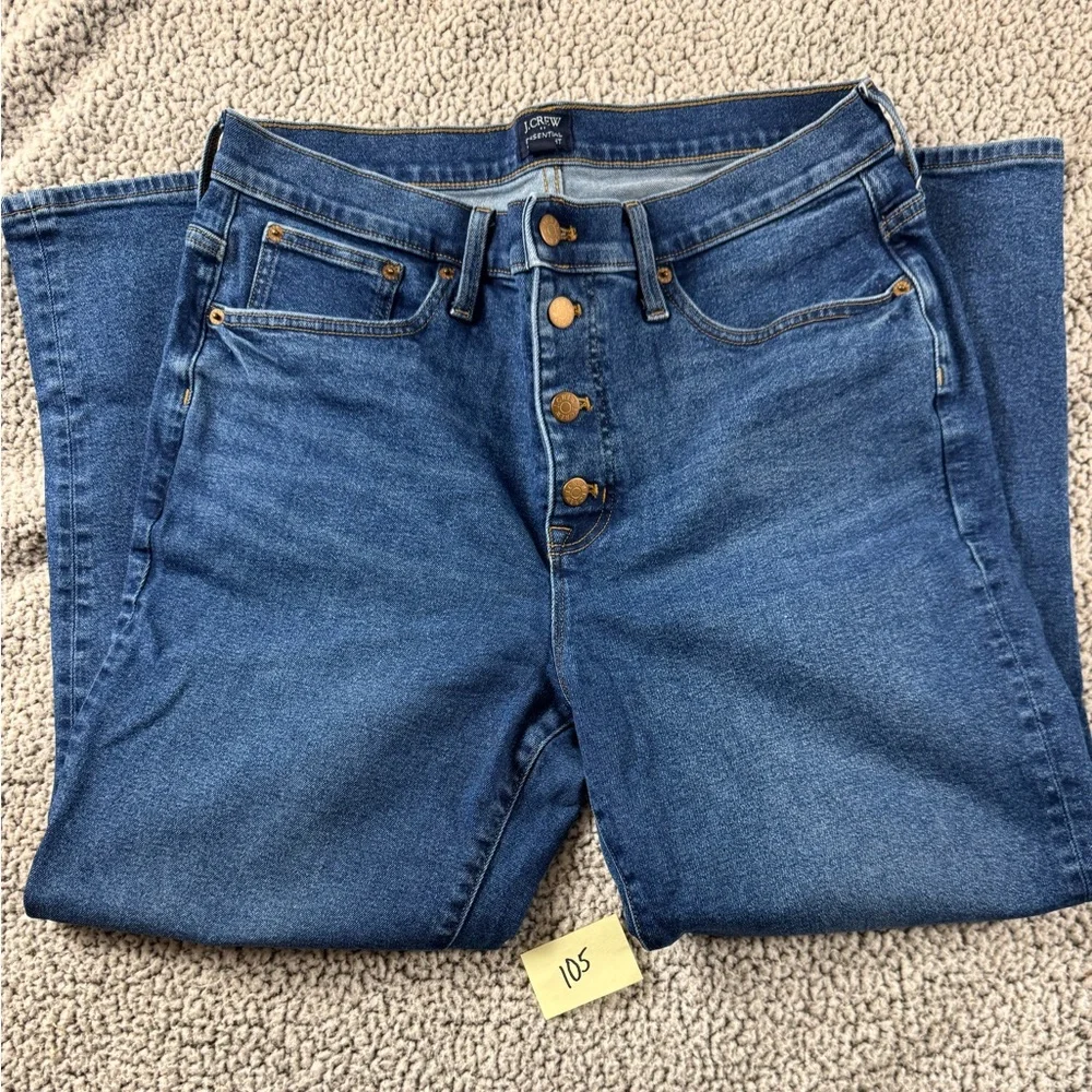 J. Crew Essential Straight Button Fly Blue Jeans size 32 - Picture 3 of 8